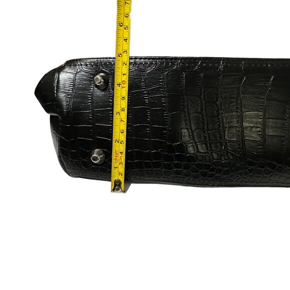 Bob Mackie large faux croc leather black double handled travel tote - Picture 5 of 7